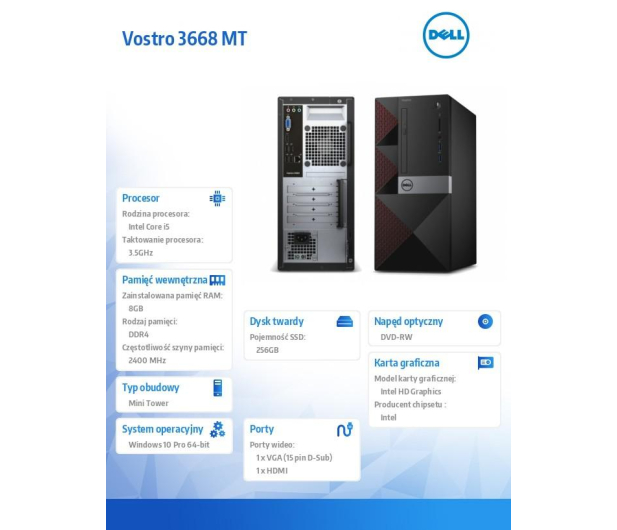 Dell Vostro 3668 MT i5/8GB/256GB SSD/Intel HD Graphics/W10 64-bit - 1382831 - zdjęcie 3